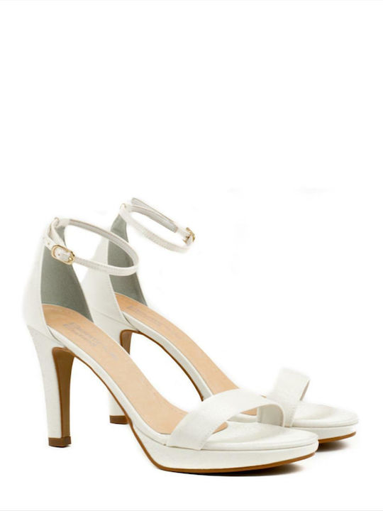 Beatrice Fabric Women's Sandals Estell with Ankle Strap White