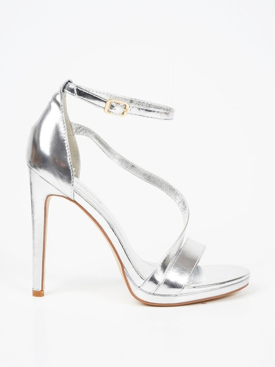 Piazza Shoes Women's Sandals with Ankle Strap Silver