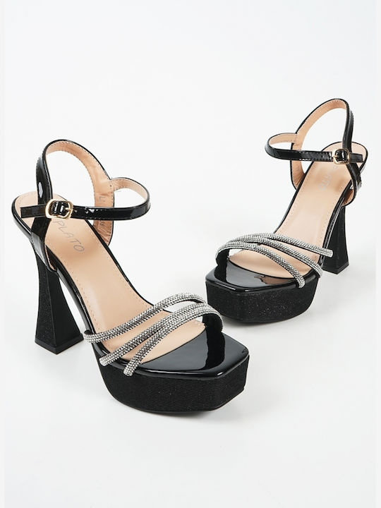 Piazza Shoes Stoff Damen Sandalen in Schwarz Farbe