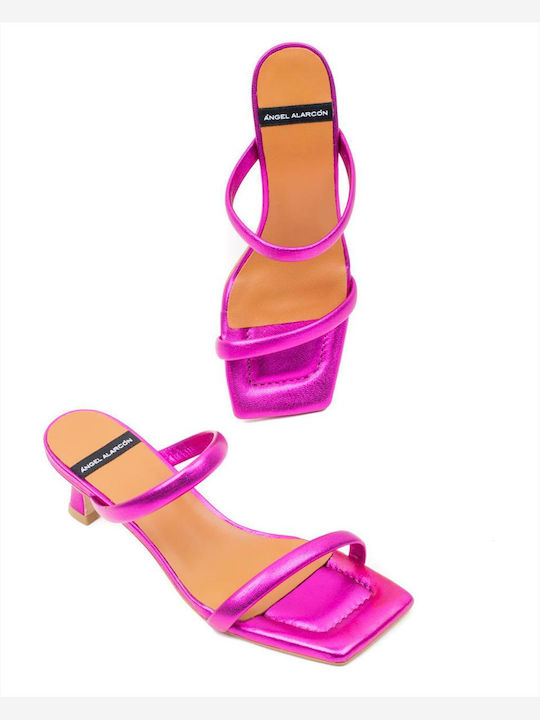 Leder Damen Sandalen in Fuchsie Farbe