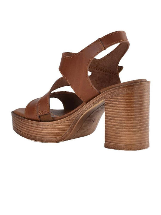 Din piele Sandale Tabac maro
