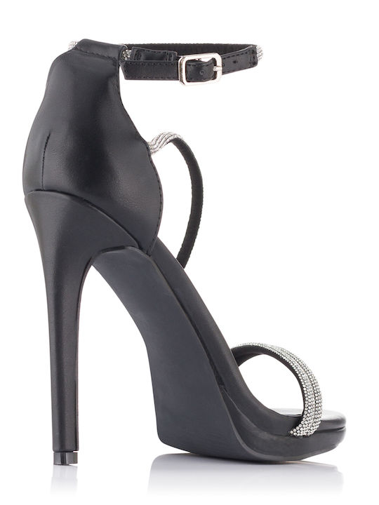Sandalen mit Strass Schwarz