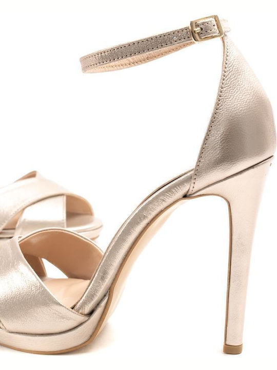 Leder Sandalen Gold