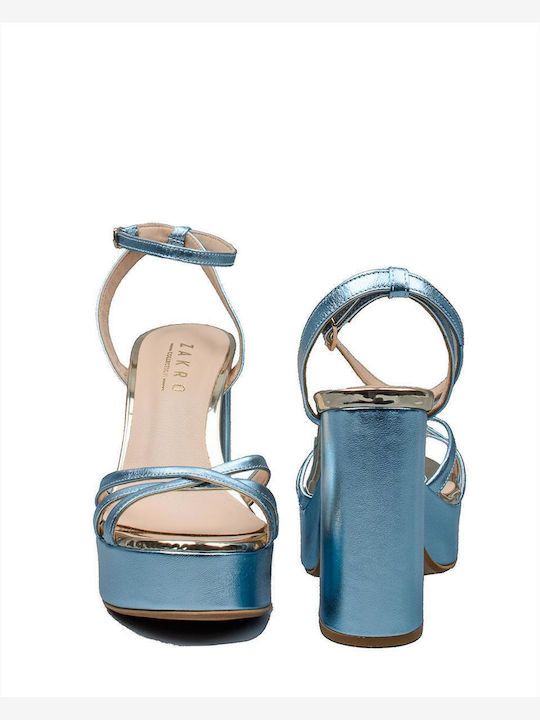 Leder Sandalen Hellblau