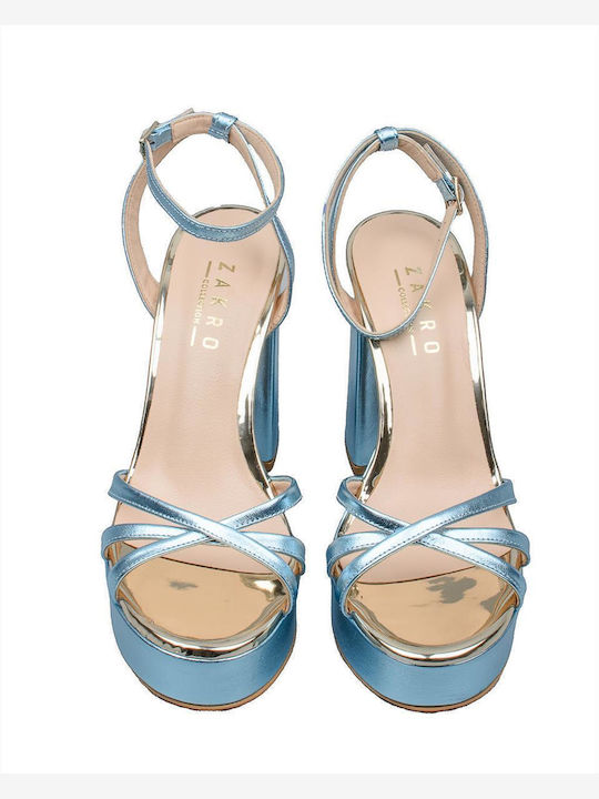 Leder Sandalen Hellblau