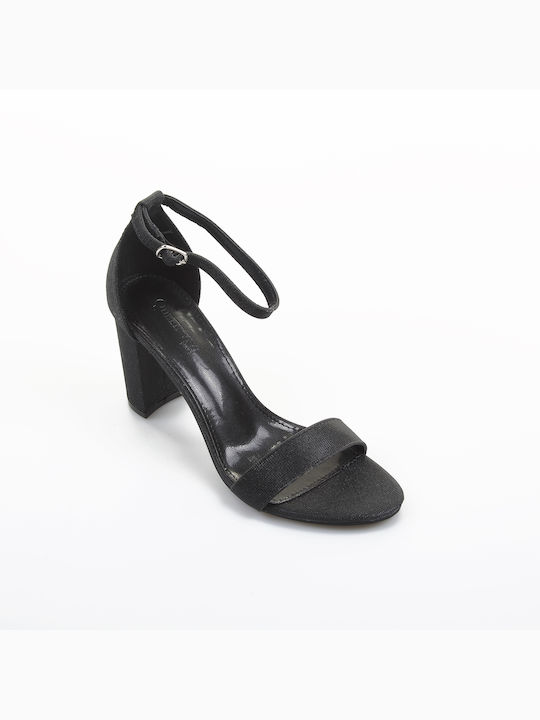 Fshoes Damen Sandalen mit Chunky hohem Absatz in Schwarz Farbe