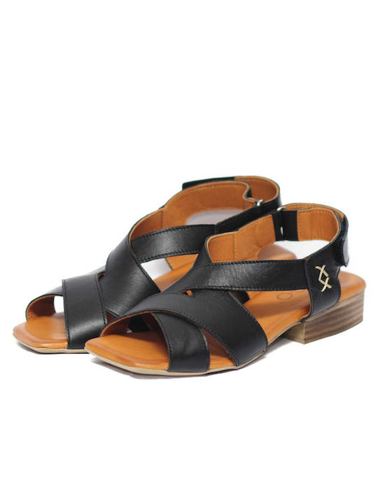 Mago Shoes Leather Women's Sandals Black