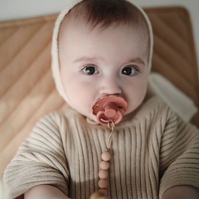 Mushie Clip Pacifier with Beads made of Silicone Pink