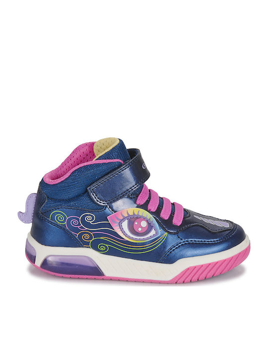 J INEK Kids Sneakers High with Scratch & Lights Blue