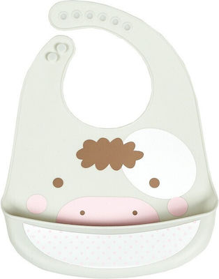 Baby Wise Cute Animals Waterproof Bib Silicone with Button & Pocket Gray