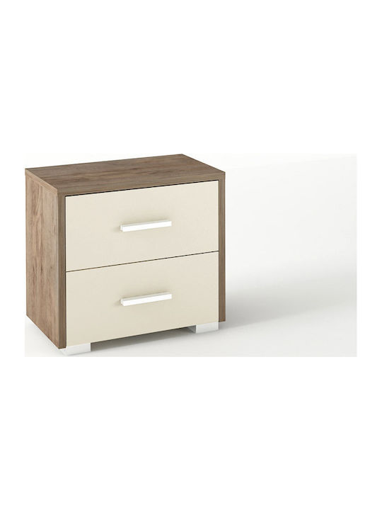 Wooden Kids Bedside Table Νο.7 Walnut-Ecru 50x34x48cm