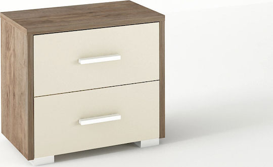 №7 Дървено Нощно Шкафче Орехово-Екрю 50x34x48см