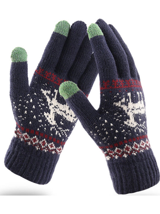Touchscreen Raindeer Navy Μπλε Γυναικεία Μάλλινα Γάντια Αφής