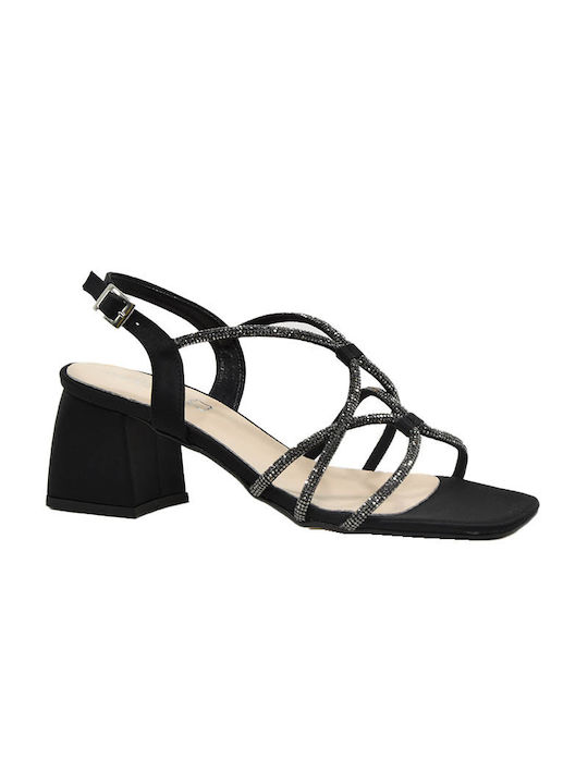 Piedini Stoff Damen Sandalen in Schwarz Farbe