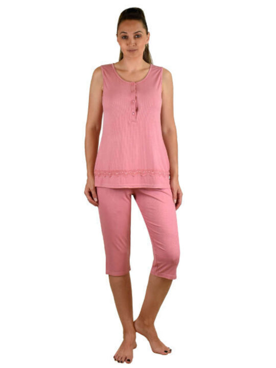 Secret Point Sommer Damen Pyjama-Set Rosa