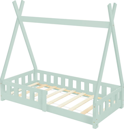 Kids Bed Single Green for Mattress 70x140cm