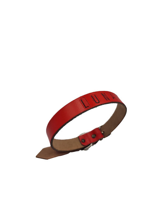 ByLeather Κολάρο Σκύλου Δερμάτινο σε Κόκκινο χρώμα Small 35cm