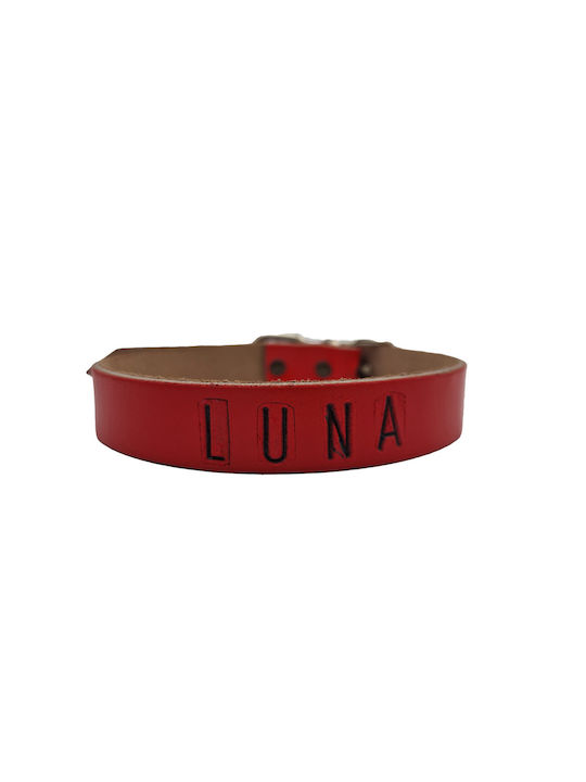 ByLeather Hundehalsband Leder in Rot Farbe Klein 45cm