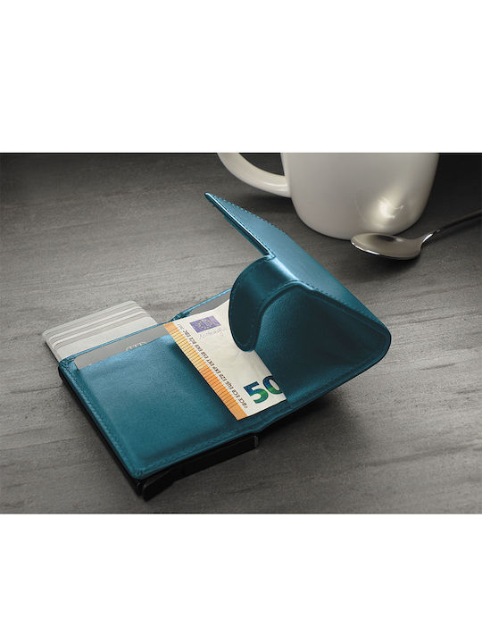Leather Men's Wallet Classic with RFID Blue