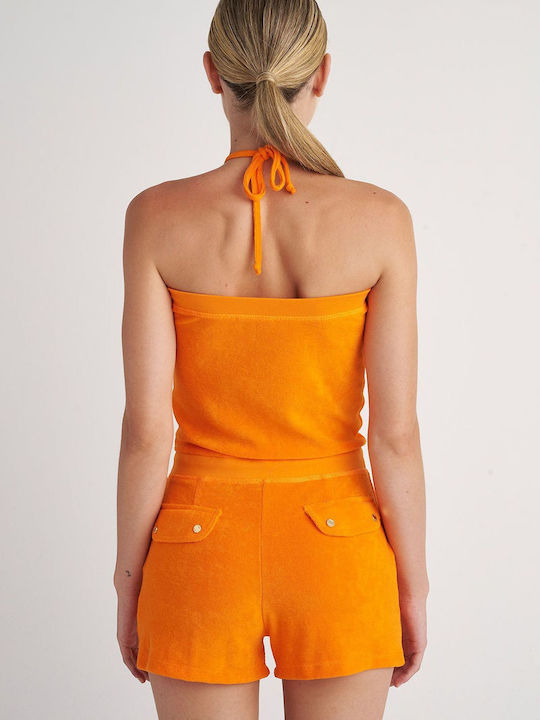 SugarFree Damen Trägerlos Einteiler Shorts Orange