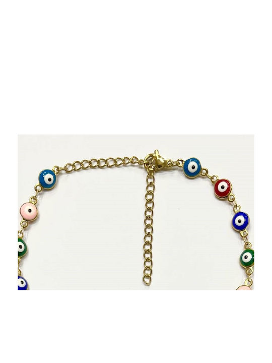 Kostibas Fashion Bracelet Anklet with design Eye made of Steel Gold Plated