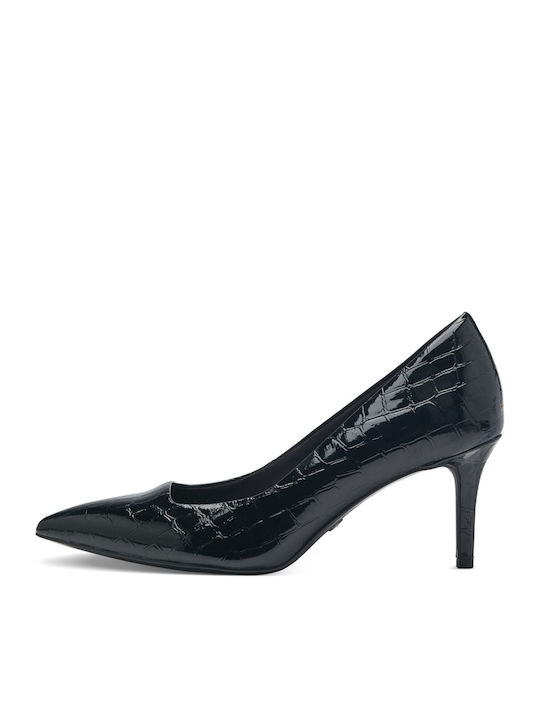 Spitze Zehe Pumps mit Mittlerem Absatz Schwarz