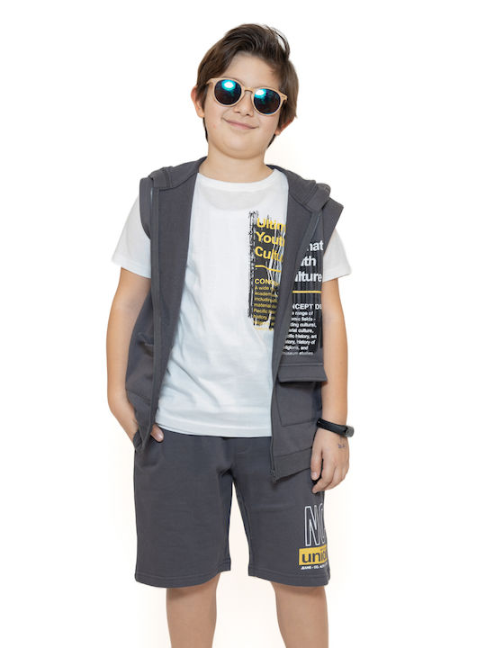 New College Kinder Set mit Shorts & Jacke Sommer 3Stück Gray