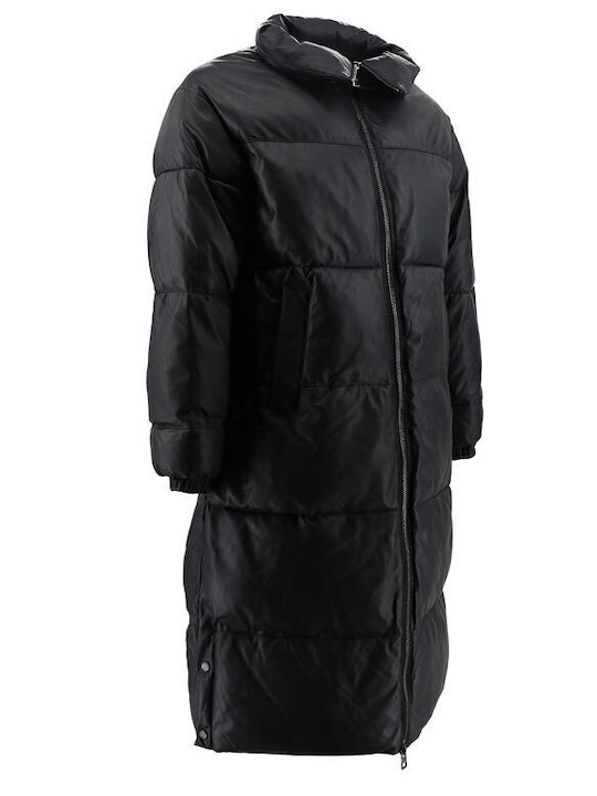 Kurz Damen Puffer Jacke für Winter Schwarz