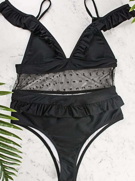 Costum De Baie Întreg Cu Burete Detașabil Negru