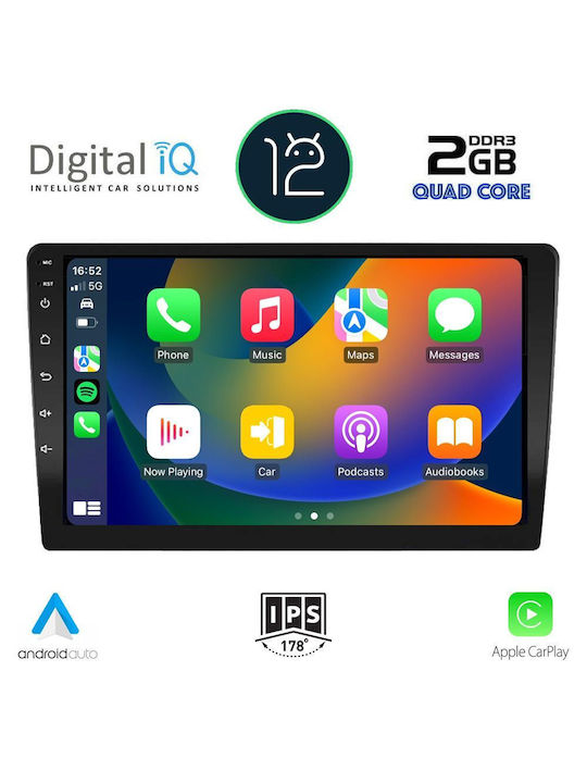 Digital IQ Автомобилна Аудио Система 2DIN (Блутут/USB/WiFi/GPS/Apple-Carplay/Android-Auto) с Тъчскрийн 9"