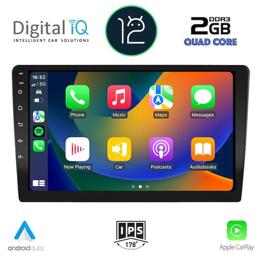Digital IQ Автомобилна Аудио Система 2DIN (Блутут/USB/WiFi/GPS/Apple-Carplay/Android-Auto) с Тъчскрийн 9"