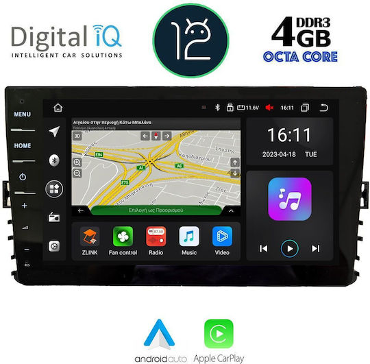 Digital IQ Sistem Audio Auto pentru Volkswagen Polo / T-Cross / T-Roc 2017> cu Clima (Bluetooth/USB/WiFi/GPS/Apple-Carplay/Android-Auto) cu Ecran Tactil 9"