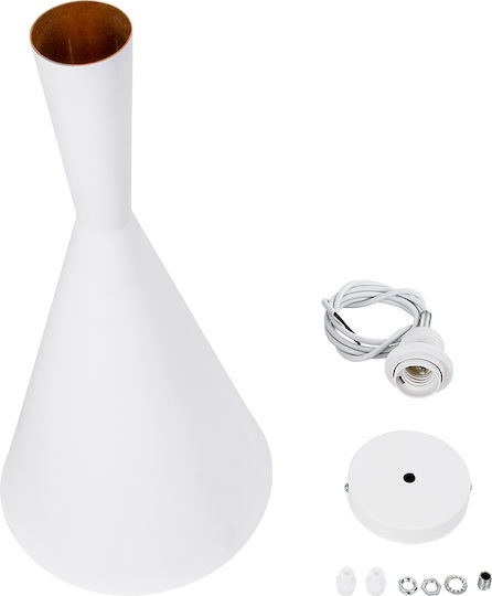 GloboStar Shanghai Ceiling Light White Bell with E27 Socket 19x38x38cm