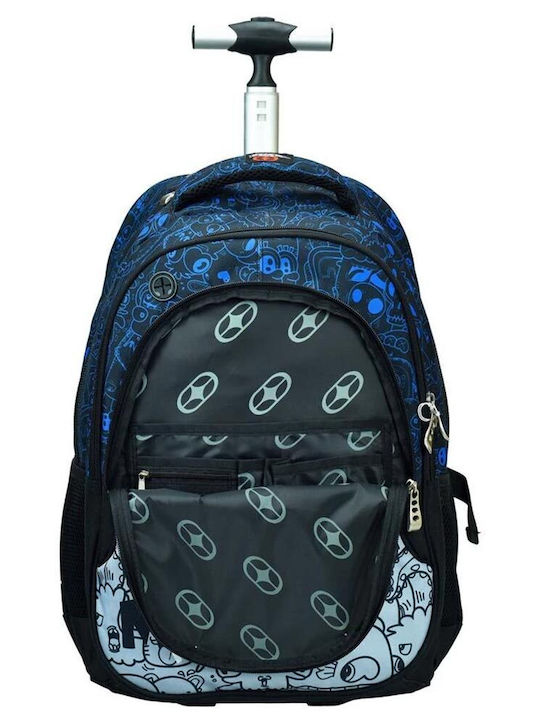 No Fear School Bag Trolley Elementary, Elementary Blue with Water Bottle Holder 30Liters