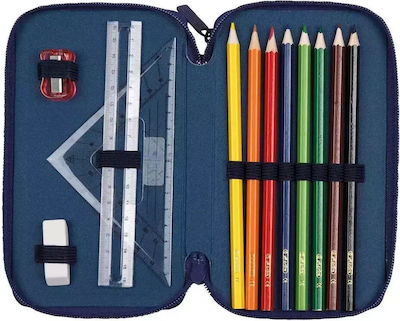 Herlitz Super Racer Pencil Case with 2 Compartments Blue