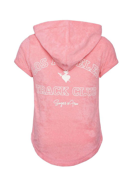 SugarFree Girls Hooded Sweatshirt with Zipper Pink