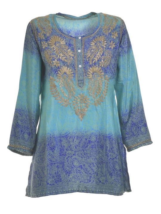 Ble Resort Collection Γυναικείο Μακρύ Καφτάνι Παραλίας Μπλε