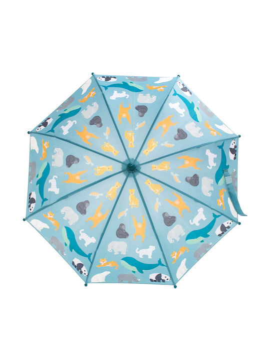 Sass & Belle Kids Curved Handle Umbrella with Diameter 58cm Light Blue