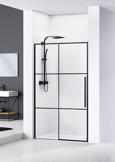 Sparke Duschwand für Dusche mit Aufklappbar Tür 100x200cm Streifen Schwarz