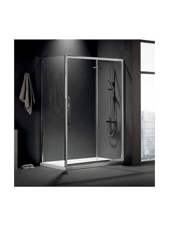 Devon Flow Slider Shower Screen for Shower with Sliding Door 121-124x195cm Clean Glass Chrome