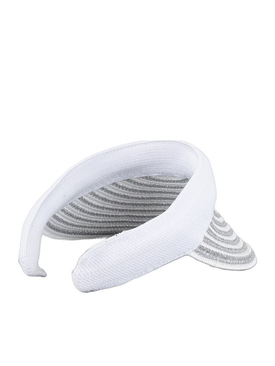 FantazyStores Γυναικείο Ψάθινο Καπέλο Visor Ασημί