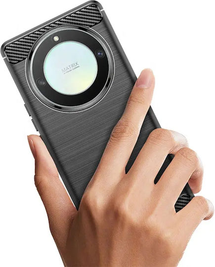 Techsuit Carbon Umschlag Rückseite Silikon Schwarz (Honor Magic5 Lite)