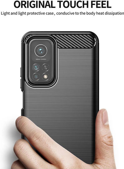 Techsuit Carbon Umschlag Rückseite Silikon Schwarz (Xiaomi Mi 10T / Mi 10T Pro)