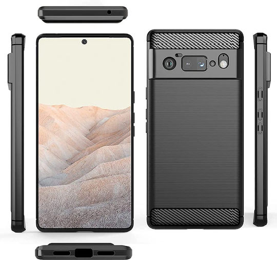 Techsuit Carbon Umschlag Rückseite Silikon Schwarz (Google Pixel 6 Pro)