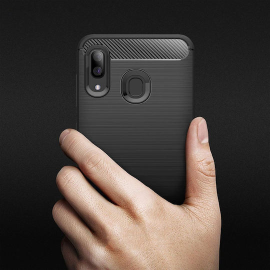 Techsuit Carbon Back Cover Silicone Black (Galaxy A40)