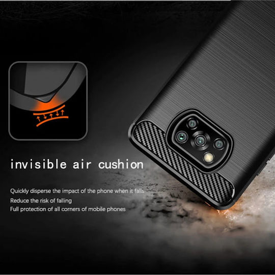 Techsuit Carbon Silicone Back Cover Σιλικόνης Μαύρο (Poco X3 NFC / X3 Pro)