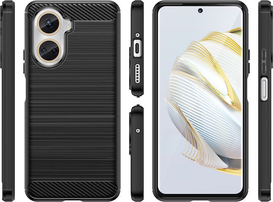Techsuit Carbon Umschlag Rückseite Silikon Schwarz (Huawei Nova 10)