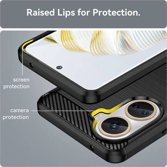 Techsuit Carbon Umschlag Rückseite Silikon Schwarz (Huawei Nova 10)