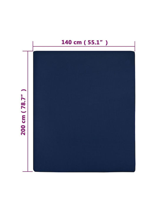 vidaXL Σεντόνι Διπλό με Λάστιχο 140x200εκ. Μπλε