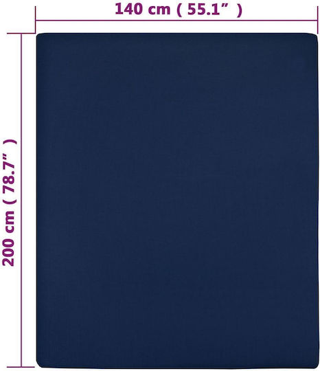 vidaXL Sheet Double with Elastic 140x200cm. Blue